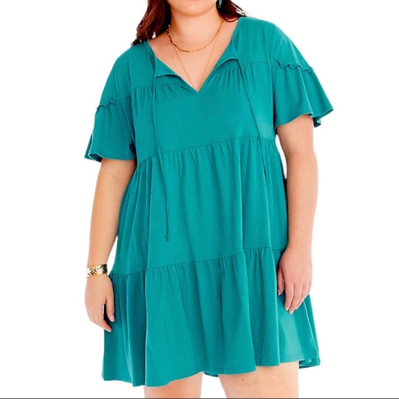 J. Crew Broken In Tiered Mini Dress in Green Deep Patina Size Small - Picture 2 of 7